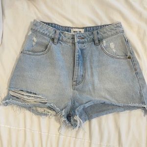 Ripped jean shorts